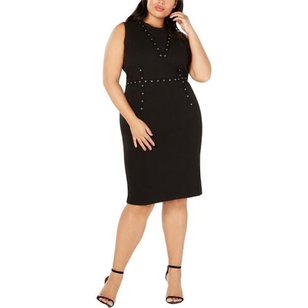 Rachel Rachel Roy Womens Black Grommet Knee Length Party Sheath Dress Plus NWT